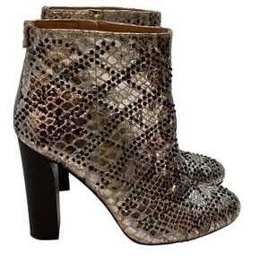Calvin‎ Klein Jasmin gold python leather ankle  boots size 9.5